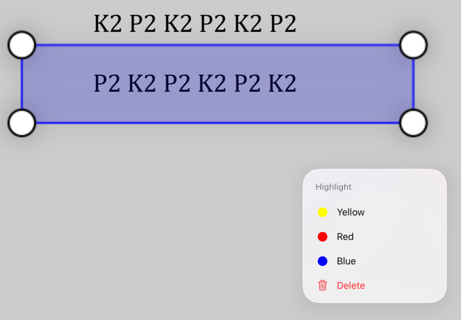 Highlight and menu close-up